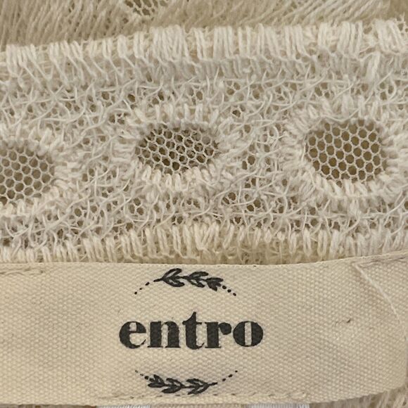 Entro Lace Cardigan SZ Medium Off White Cottagecore Dainty Coquette Short Sleeve - Picture 8 of 11